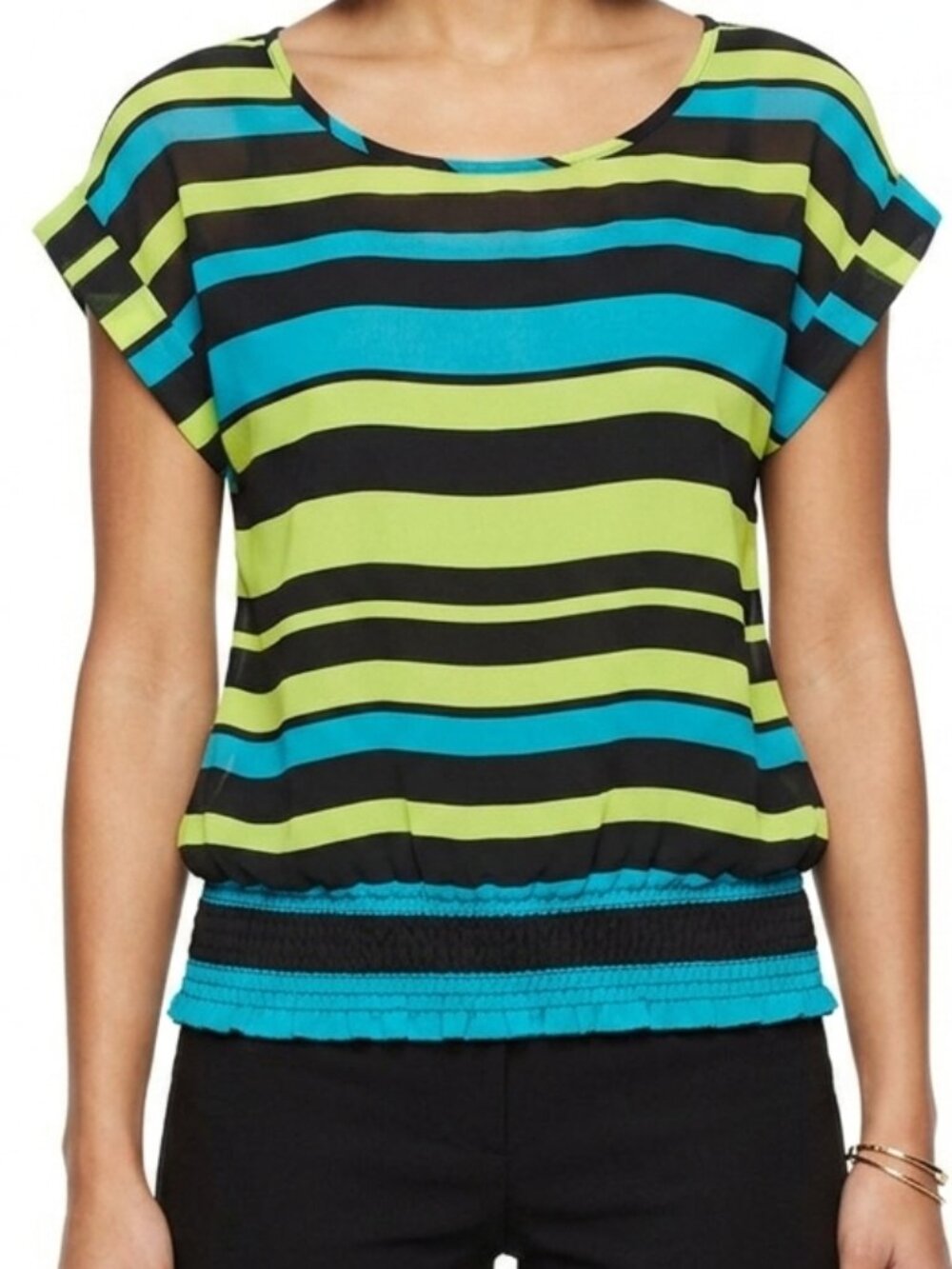 Wet Seal  Relaxed Fit Sheer Pull On Striped Blouse- Sz. XS
